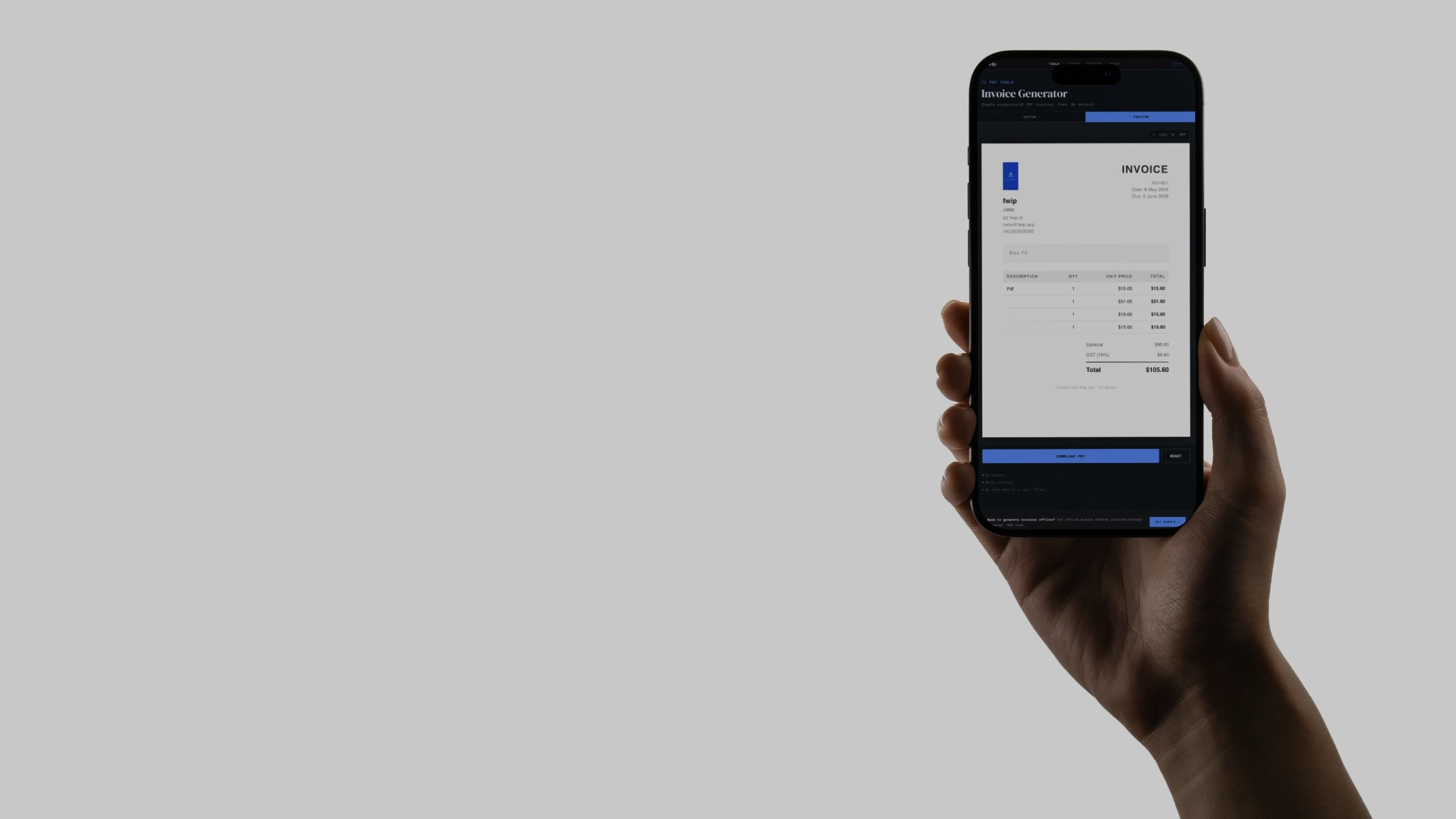 Invoice in your pocket.